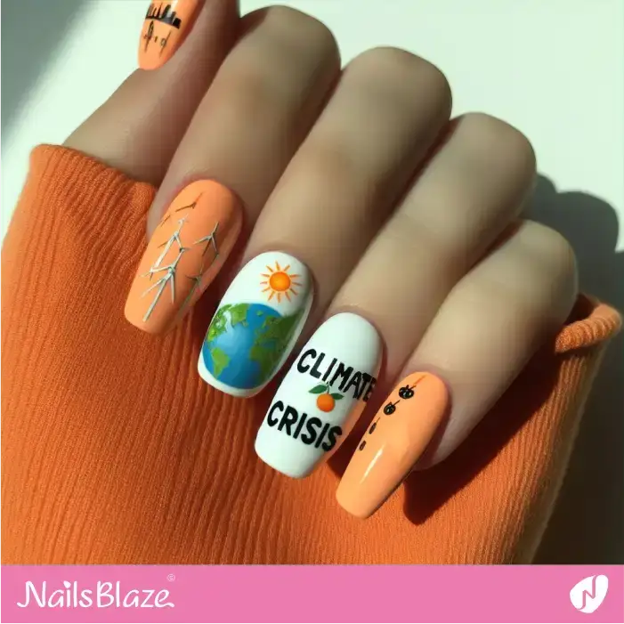 Nail Design with Greenhouse Gas from Aviation Theme | Climate Crisis Nails - NB2687